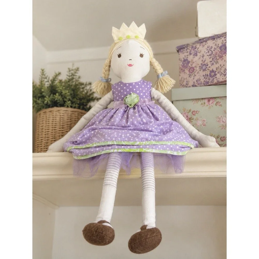 Pottery Barn Kids Princess Doll 30” Purple Polka Dot Cloth Plush 2011 PBK